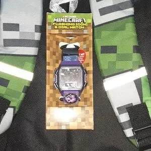 7 MNECRAFT BACKPACK,MINECRAFT TEE SHIRT,2 FLASHING WATCHES, SHADES,PORTFOLIO BAG Amazon.com | Minecraft Backpack for Boys Kids Teens  main image 4